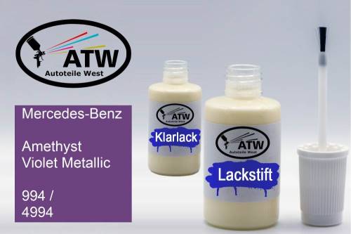 Mercedes-Benz, Amethyst Violet Metallic, 994 / 4994: 20ml Lackstift + 20ml Klarlack - Set, von ATW Autoteile West.